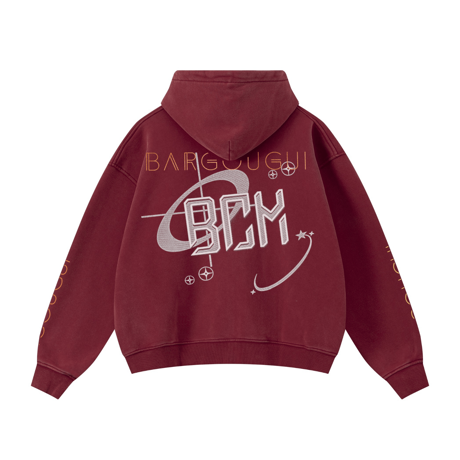 355GSM Drop Shoulder Heavyweight Washed Fleece Hoodie Vintage Red