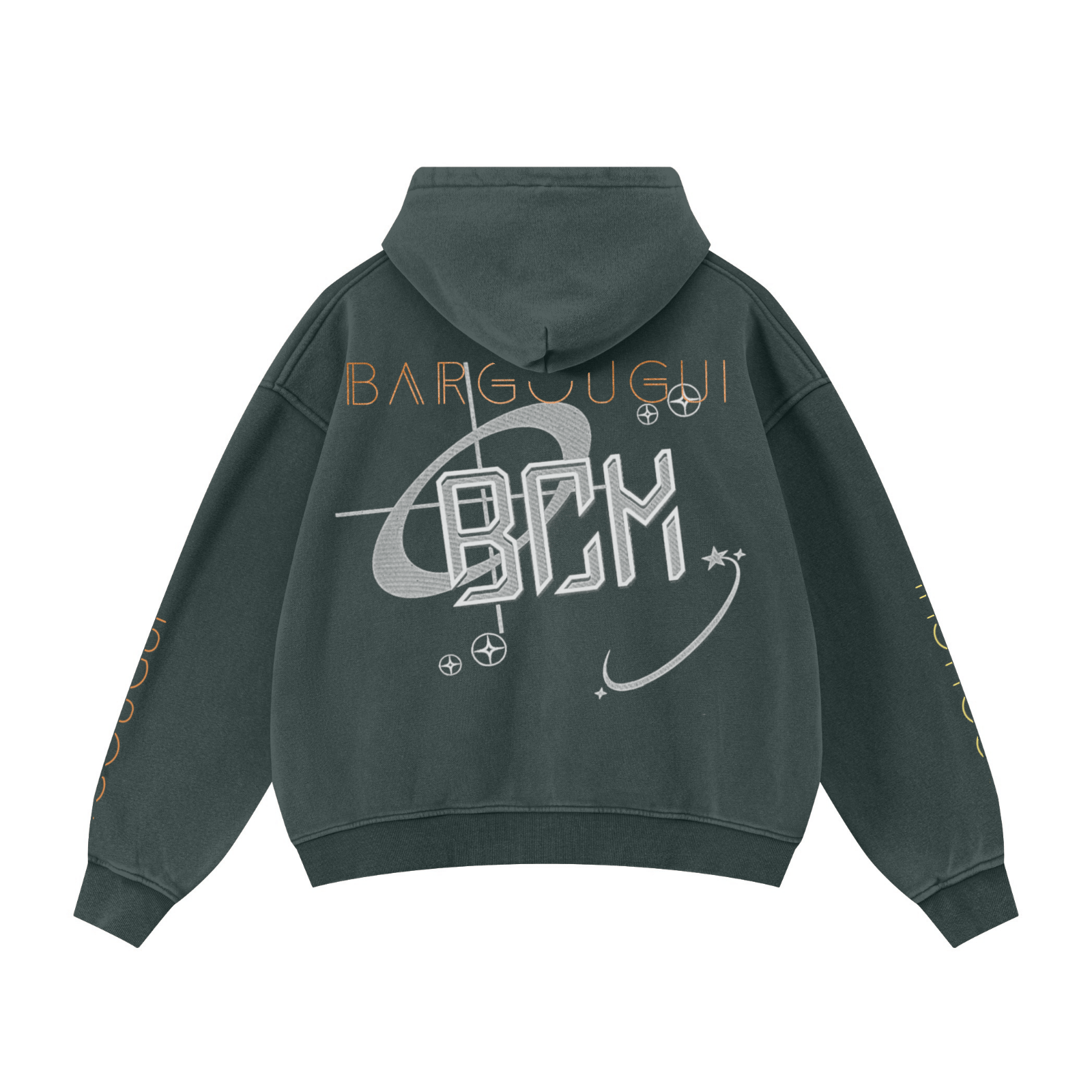 355GSM Drop Shoulder Heavyweight Washed Fleece Hoodie Vintage Moss Green