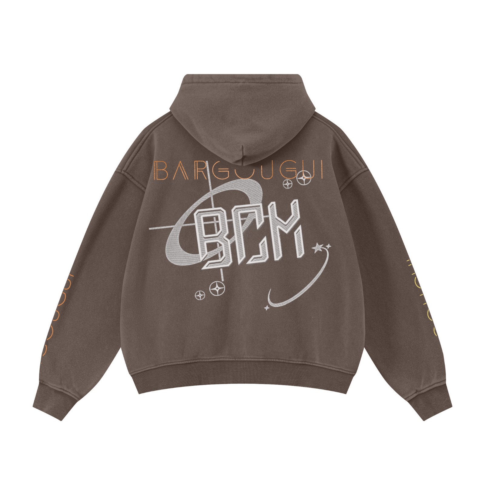 355GSM Drop Shoulder Heavyweight Washed Fleece Hoodie Vintage Dark Brown