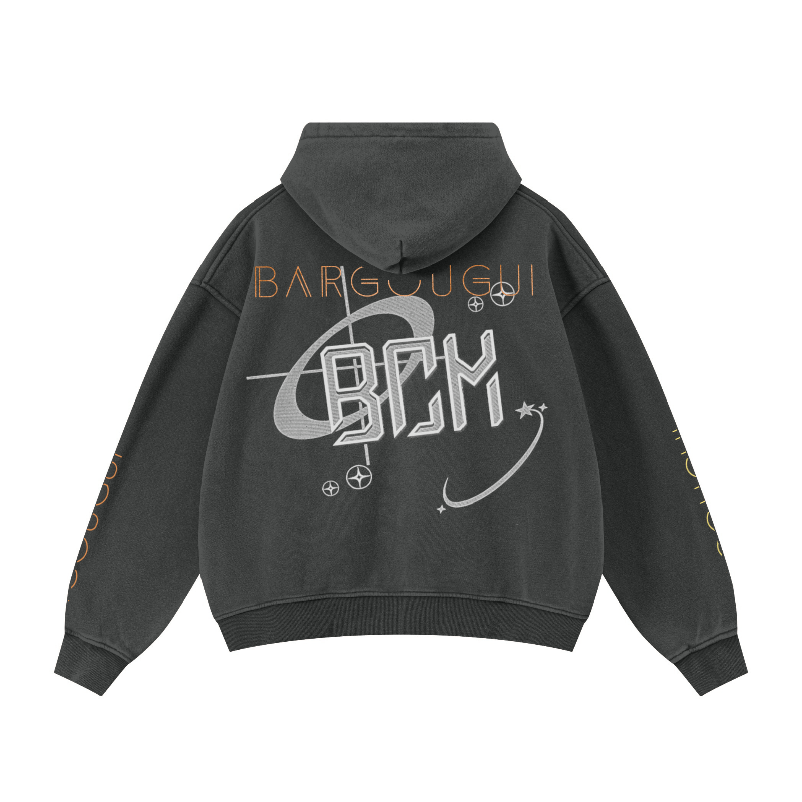 355GSM Drop Shoulder Heavyweight Washed Fleece Hoodie Vintage Dark Grey