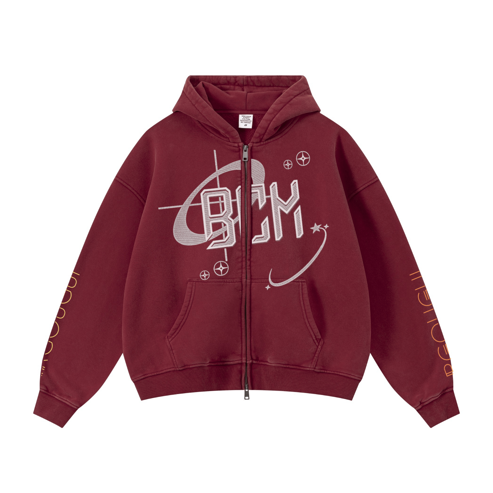 355GSM Drop Shoulder Heavyweight Washed Fleece Hoodie Vintage Red