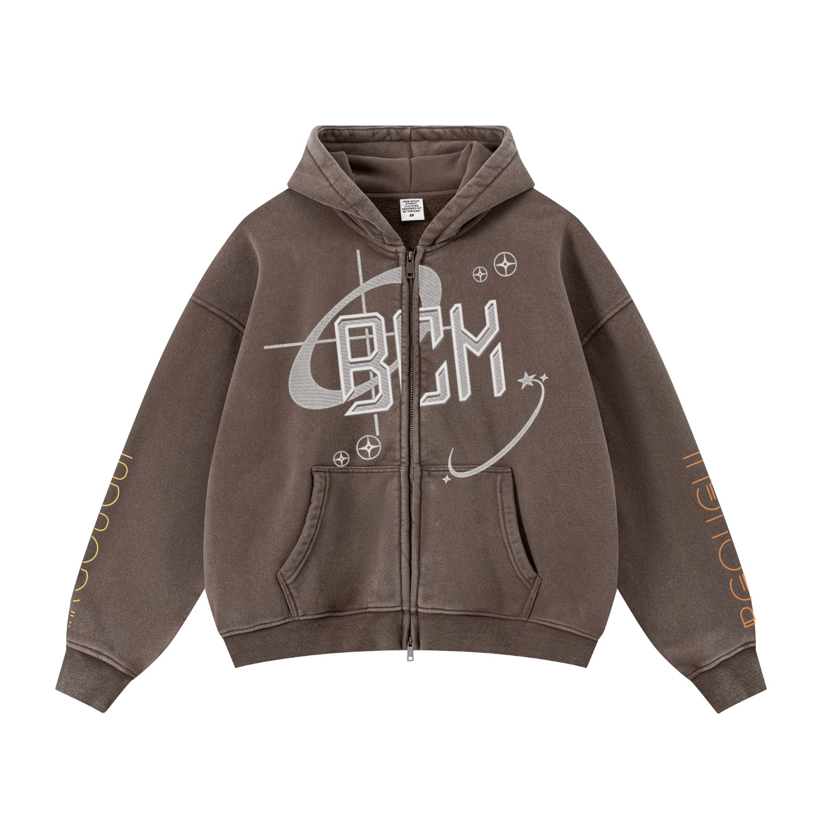 355GSM Drop Shoulder Heavyweight Washed Fleece Hoodie Vintage Dark Brown