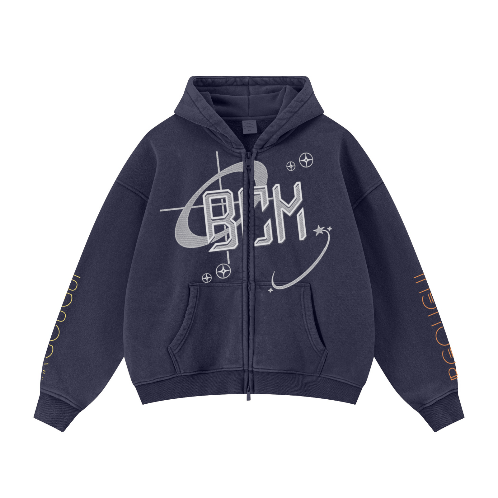 355GSM Drop Shoulder Heavyweight Washed Fleece Hoodie Vintage Royal Blue