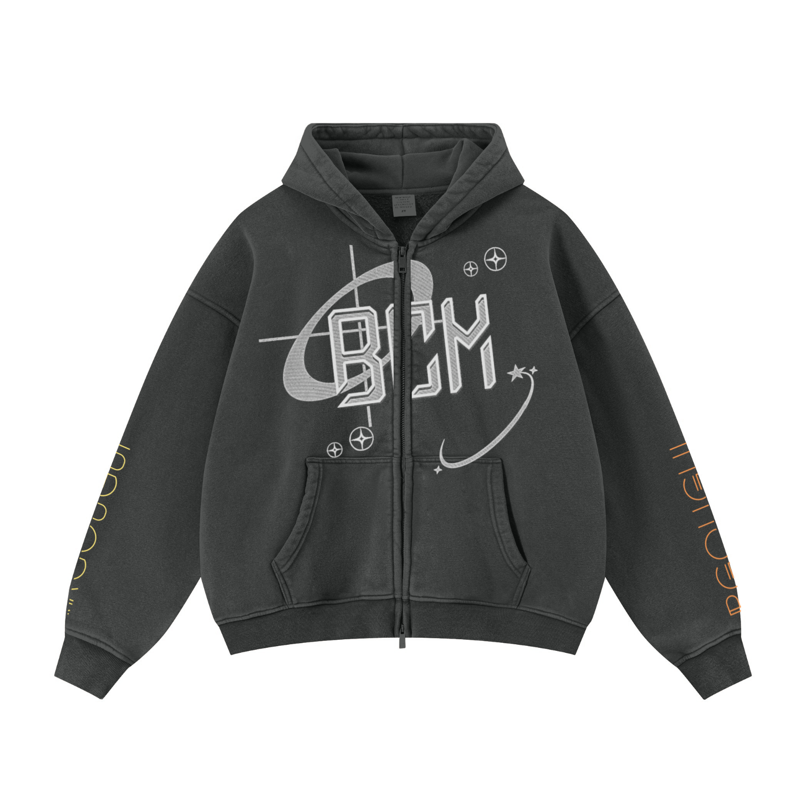 355GSM Drop Shoulder Heavyweight Washed Fleece Hoodie Vintage Dark Grey