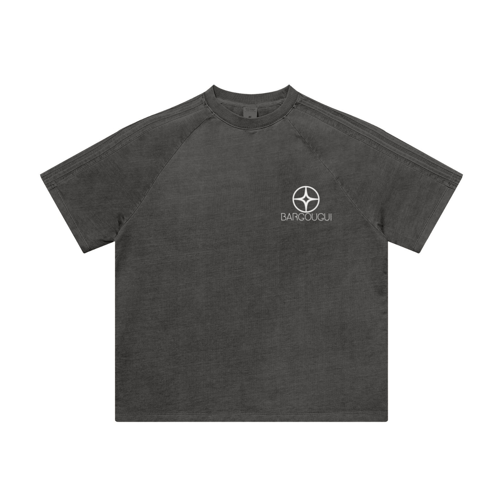 250GSM Vintage Wash Cotton Sweatshirt-Tee Dark Grey