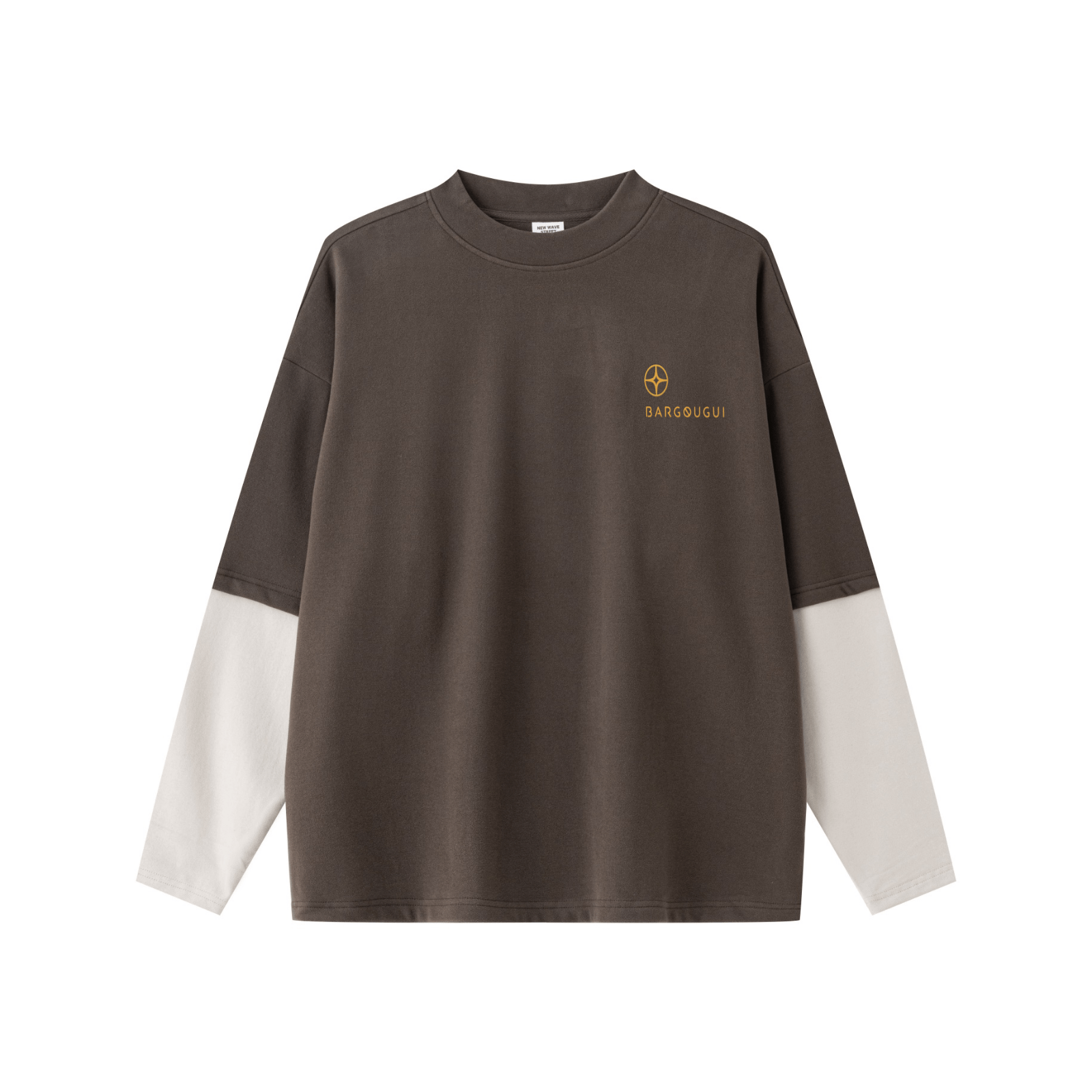 320GSM Lightweight Thermal Fabric & Relaxed Drape Fit Raglan Contrast Sweatshirt Coffee/Grey Apricot