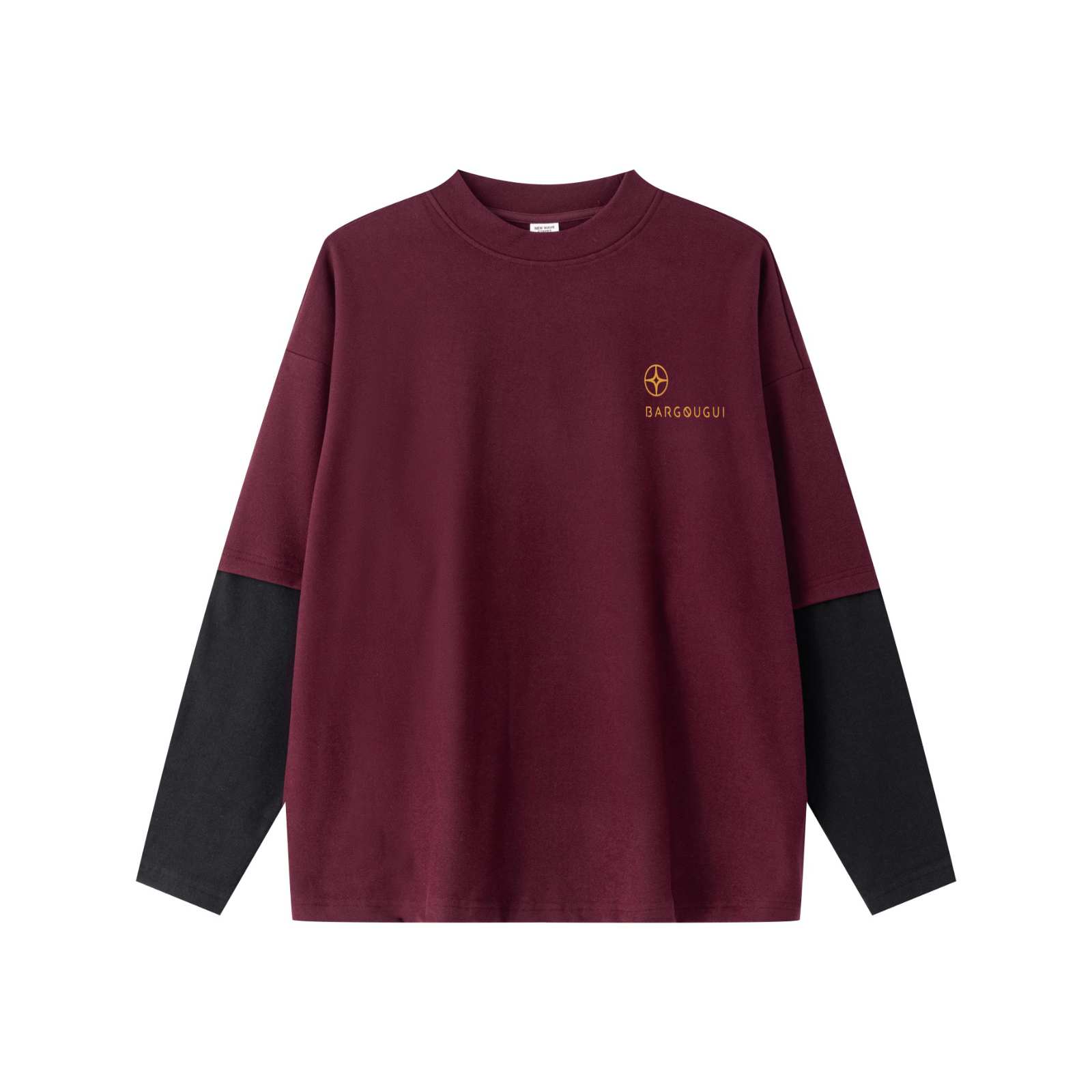 320GSM Lightweight Thermal Fabric & Relaxed Drape Fit Raglan Contrast Sweatshirt Dark Red/Black