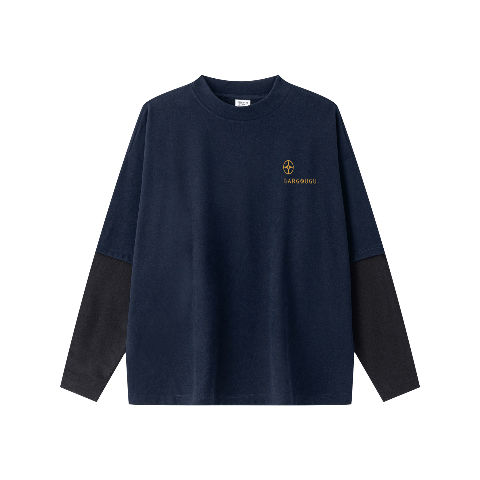320GSM Lightweight Thermal Fabric & Relaxed Drape Fit Raglan Contrast Sweatshirt Navy Blue/Black