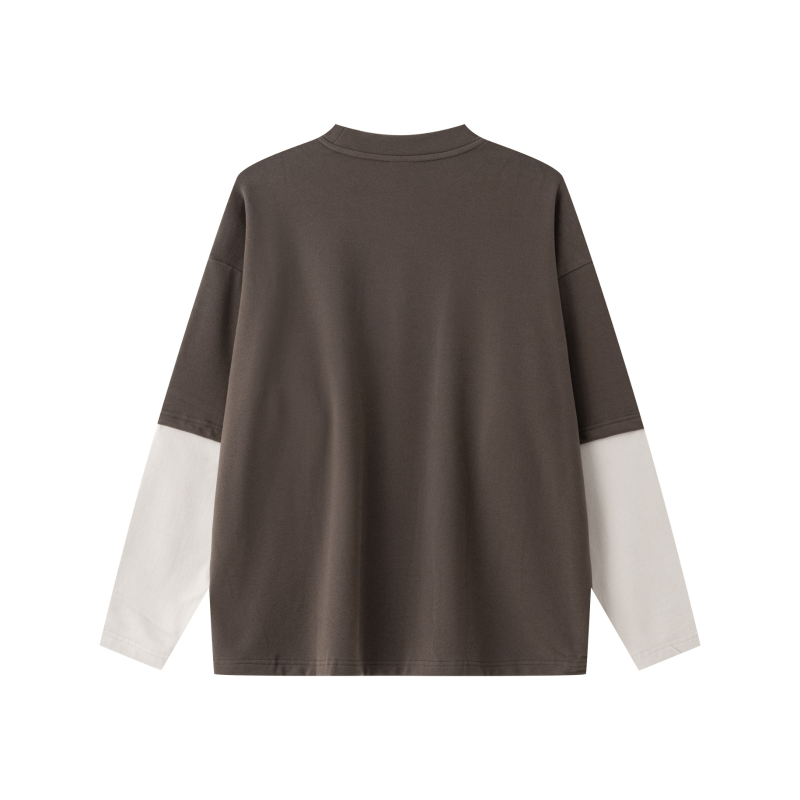 320GSM Lightweight Thermal Fabric & Relaxed Drape Fit Raglan Contrast Sweatshirt Coffee/Grey Apricot