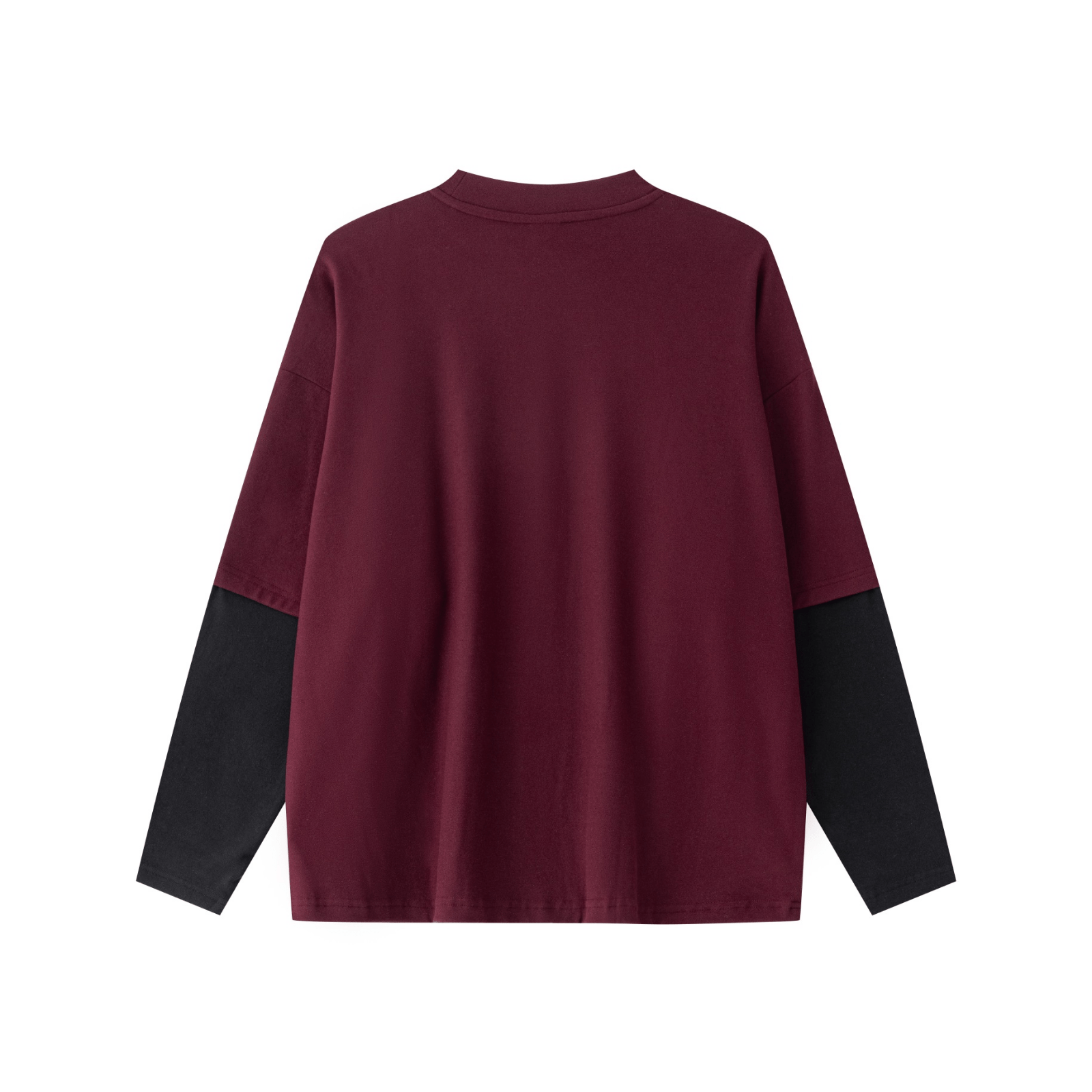320GSM Lightweight Thermal Fabric & Relaxed Drape Fit Raglan Contrast Sweatshirt Dark Red/Black