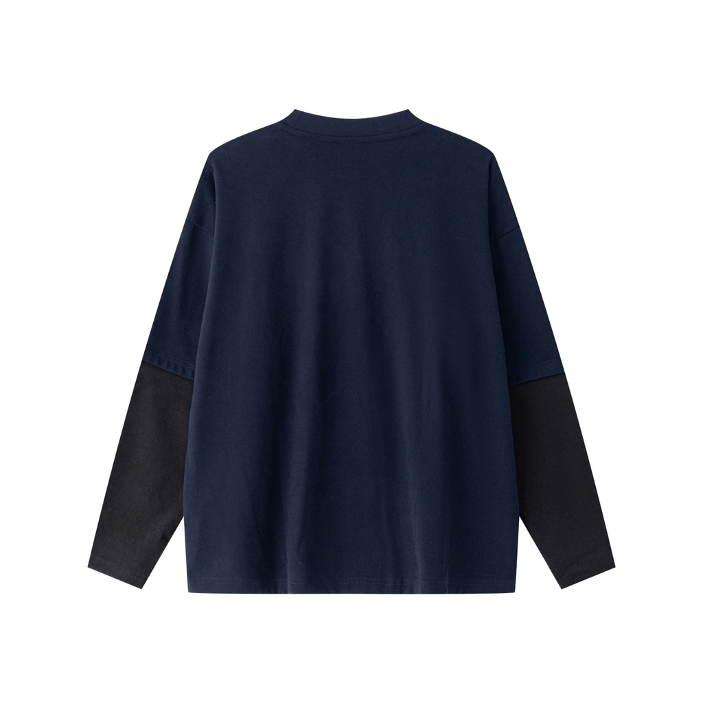 320GSM Lightweight Thermal Fabric & Relaxed Drape Fit Raglan Contrast Sweatshirt Navy Blue/Black