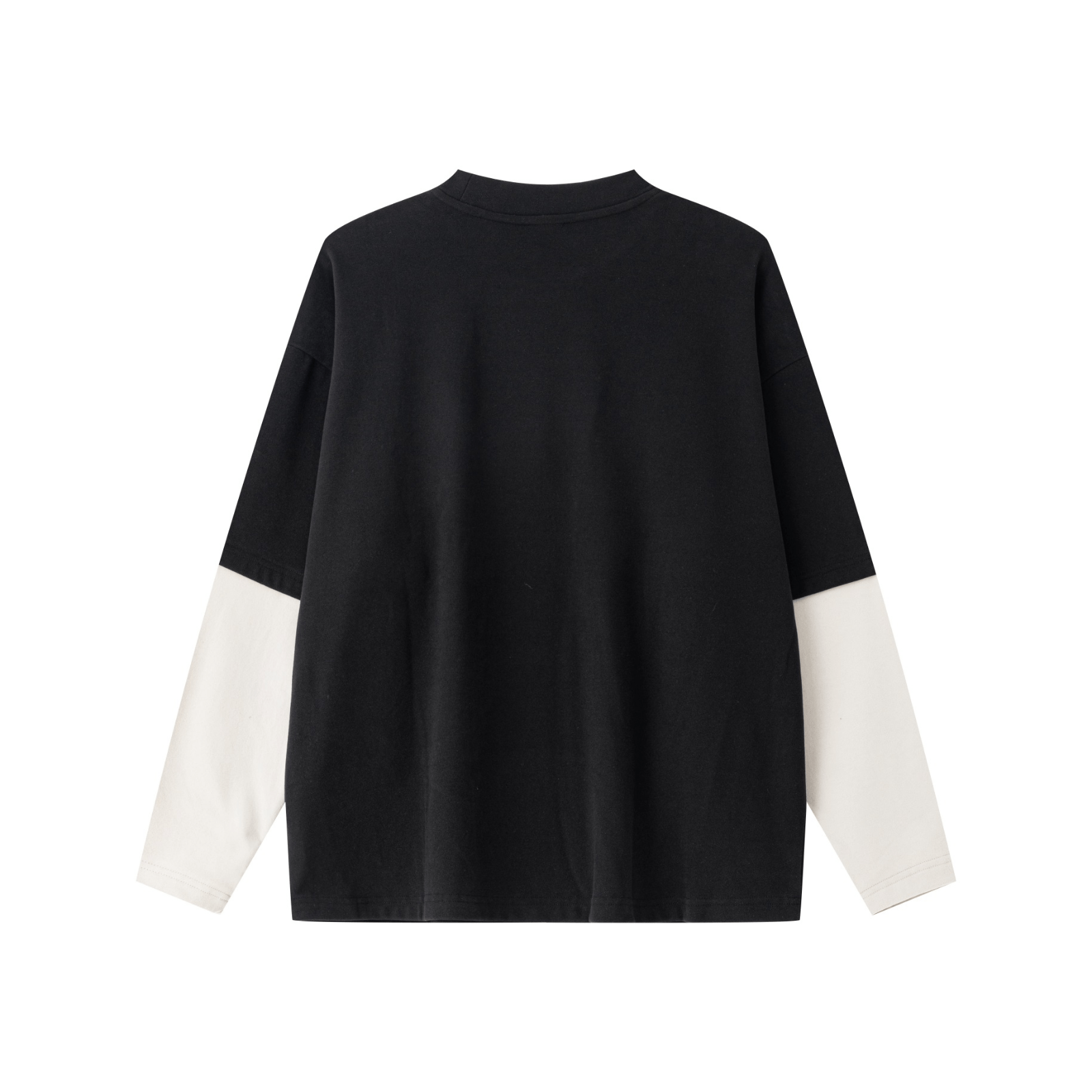 320GSM Lightweight Thermal Fabric & Relaxed Drape Fit Raglan Contrast Sweatshirt Black/Grey Apricot