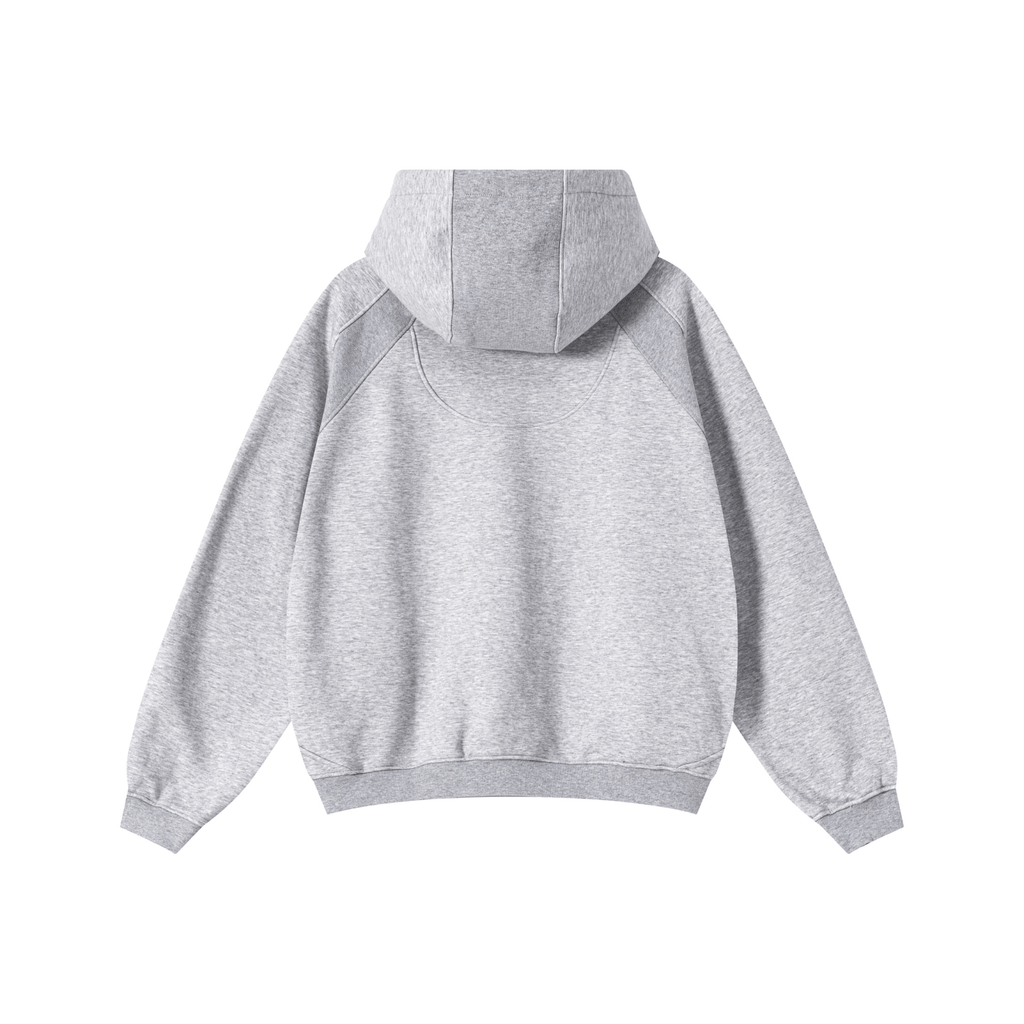 340GSM Urban Outdoor Fleece Zip Hoodie with Integrated Windproof Mask Heathered Grey