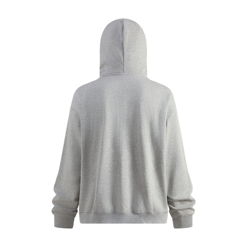 340GSM Urban Outdoor Fleece Zip Hoodie with Integrated Windproof Mask Heathered Grey