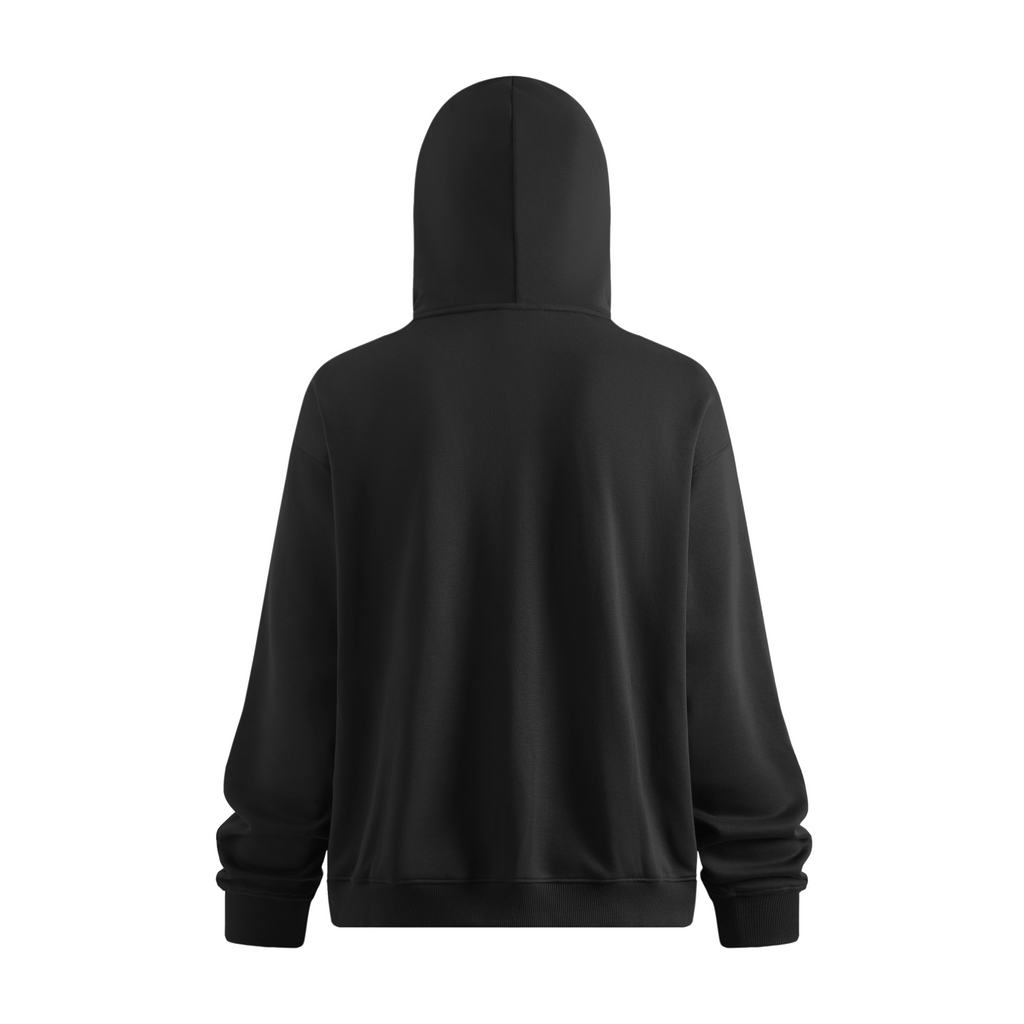 340GSM Urban Outdoor Fleece Zip Hoodie with Integrated Windproof Mask Black