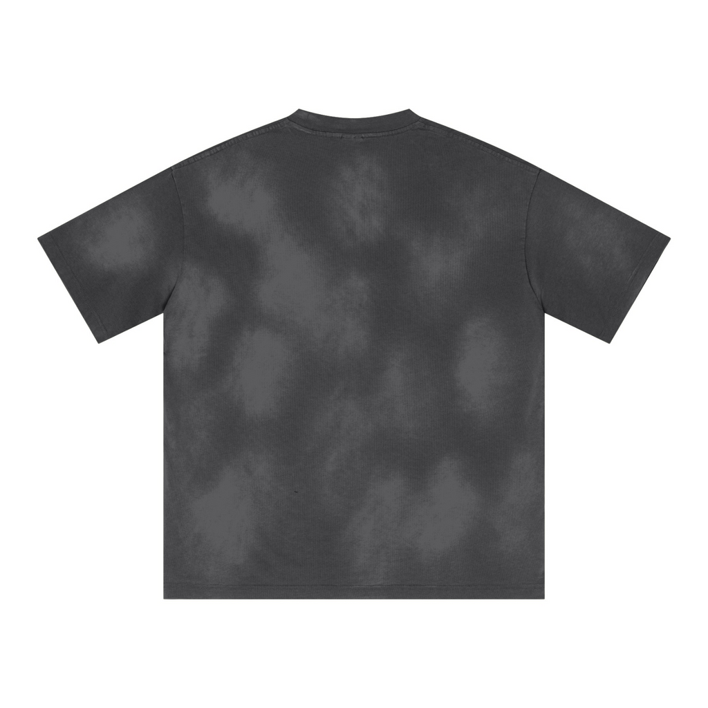 285GSM Crewneck Drop-Shoulder T-Shirt with Monkey-Wash Finish Dark Gray