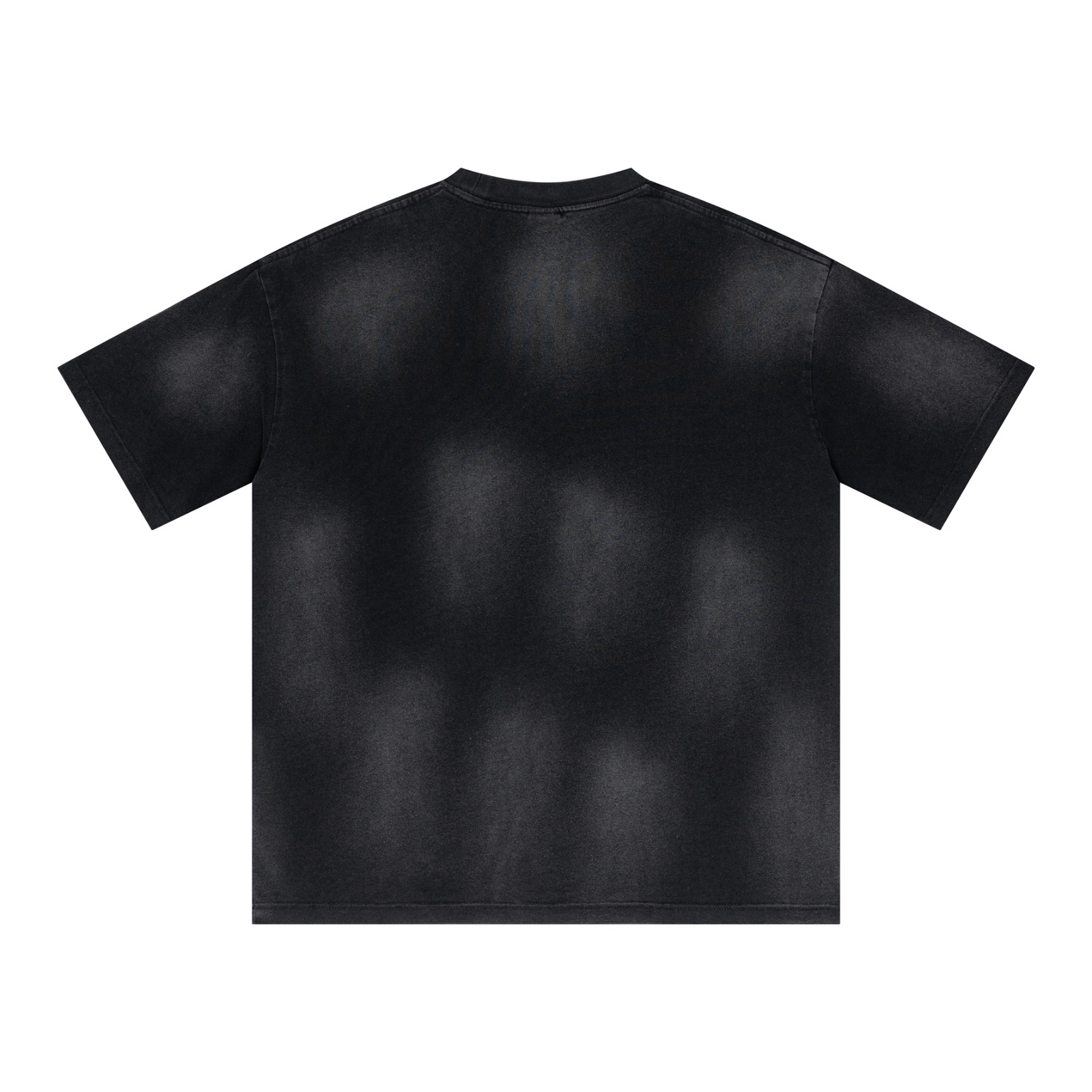 285GSM Crewneck Drop-Shoulder T-Shirt with Monkey-Wash Finish Snowflake Black